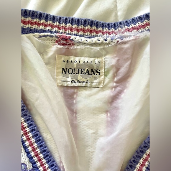 Vintage Absolutely No! Jeans Cardigan Embroidered Heavy Knit Sweater 80s 90s - Picture 8 of 9